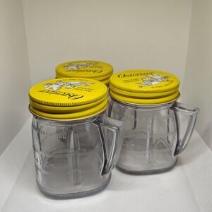 Osterizer Mini-Blend Containers 4oz Blend and Store Jars Yellow Lids Set of 3